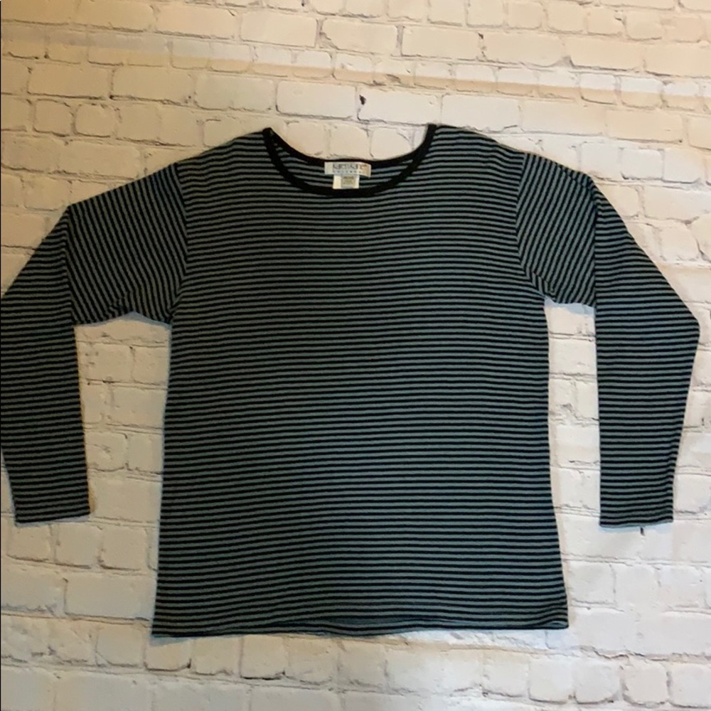 Karen Kane Easy Wear Long Sleeved Striped Shirt - Picture 13 of 15